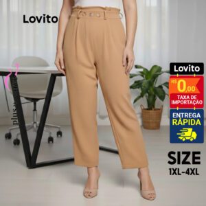 Calça Clochard Plus Size Lisa Duna Poliéster