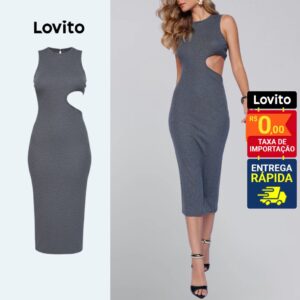 Vestido Midi Lápis Feminino Recorte Casual