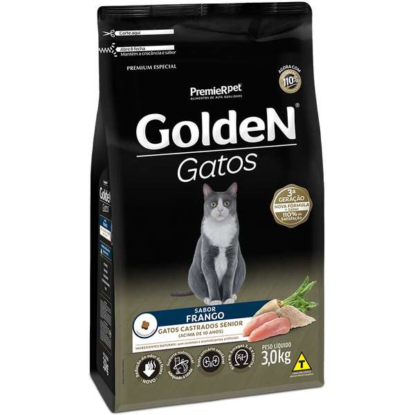 Ra??o Golden Gatos S?nior Frango 1kg 1 Ração Golden Gatos Castrados Sênior Sabor Frango