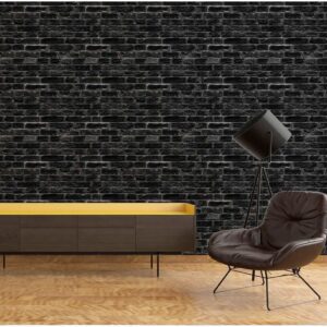 Papel de Parede Adesivo Tijolo Preto Vinílico
