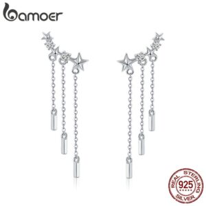 Prata 925 Cadeia Estrela Brincos Dazzling