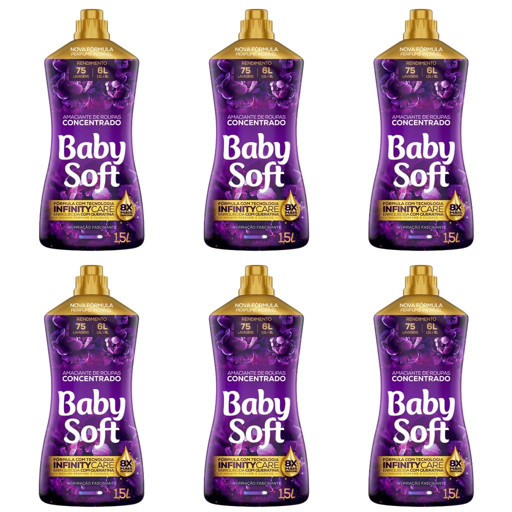 Kit 6 Amaciante Baby Soft Concentrado 1 Kit 6 Amaciantes Concentrados Baby Soft Inspiração Fascinante 1,5L