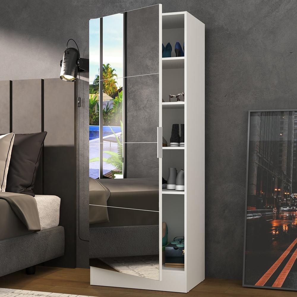 Sapateira 1 Porta Espelho Jade Plus 1 Sapateira 1 Porta com Espelho 5 andares Jade Plus Multimóveis Branca