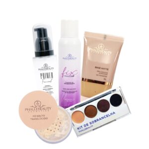 Kit Para Maquiagem Facial 5 Itens com Base PhálleBeauty