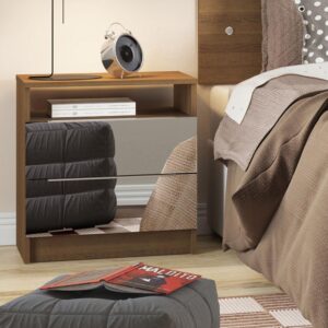 Mesa de Cabeceira Madesa 3227 Gavetas Espelho Rustic