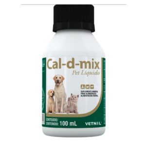 Cal-D-Mix 100ml suplemento alimentar cálcio cachorro forte