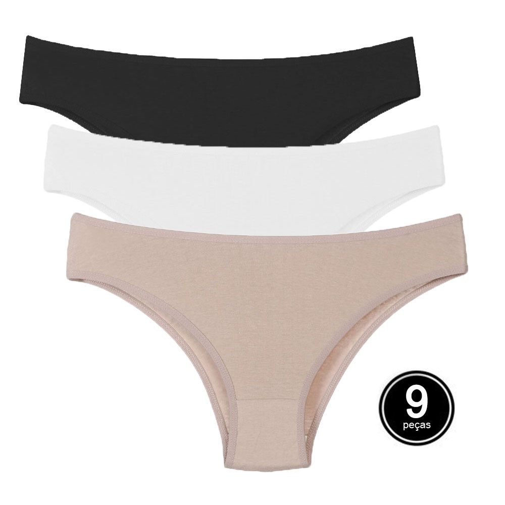 Calcinhas Tanga Algodão - 9 Peças Sortidas 1 Calcinhas Tanga Algodão - 9 Peças Sortidas
