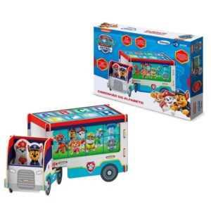 Brinquedo de Montar Caminhão Abc Patrulha Canina MDF 3D Criativo Com 2 Cenas e 17 Peças Xalingo 13910