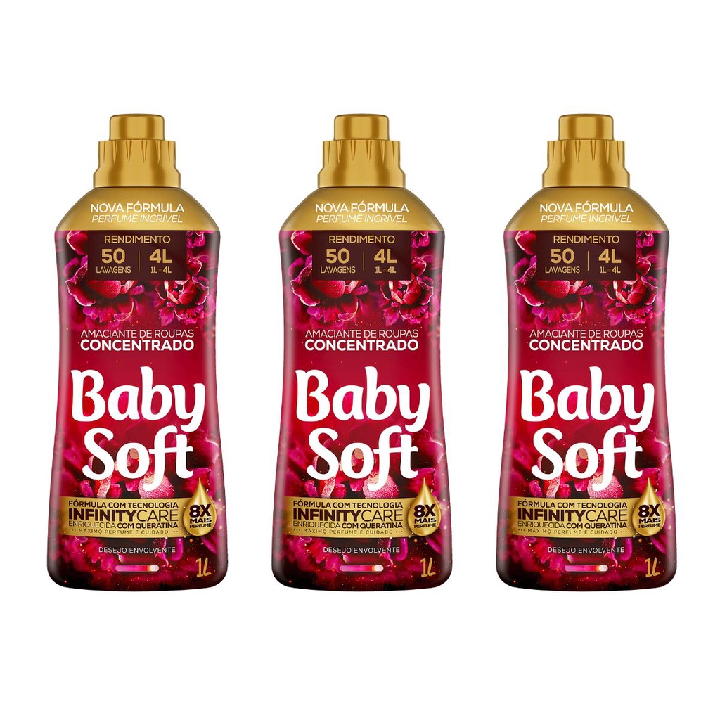 Kit 3 Amaciantes Concentrados Baby Soft Desejo Envolvente 1L 1 kit 3 Amaciantes Concentrado Baby Soft Desejo Envolvente 1L