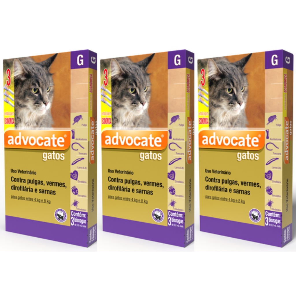 Antipulgas Advocate Gatos 4-8kg - 3 Pipetas 1 3 Antipulgas Advocate Para Gatos De 4 A 8 Kg Combo 3 Pipetas