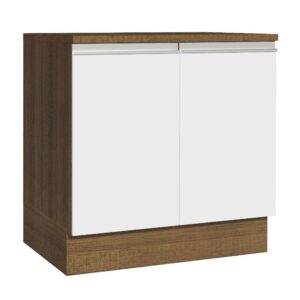 Balcão Armário de Cozinha 80 cm 2 Portas Rustic/Branco Glamy Madesa