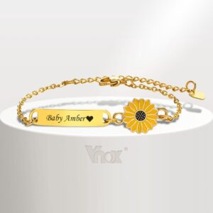 Pulseira Infantil Personalizada com Nome e Girassol
