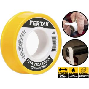 Fita Veda Rosca Fertak 12mm X 25 Metros Tubos Conexões 31225