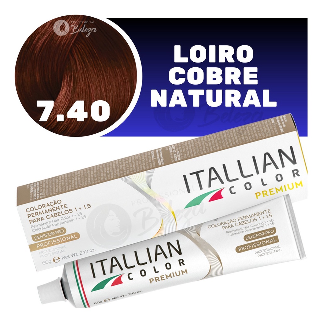 Colora??o Itallian Color 7.40 Louro Cobre Natural 1 Coloração Itallian Color 7.40 (40c) Louro Cobre Natural
