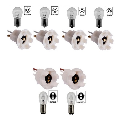 Kit Soquetes Lanterna 1 e 2 Polos + L?mpadas 1 Kit Soquete Adaptacao Universal Lanterna 1 Polo E 2 Polos