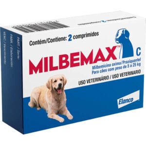 Milbemax C para Cães de 5 a 25 Kg Elanco Vermífugo - 2 Comprimidos