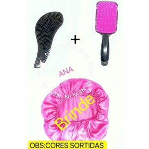 Kit De Escova Raquete + Escova Magica +Touca Cetim