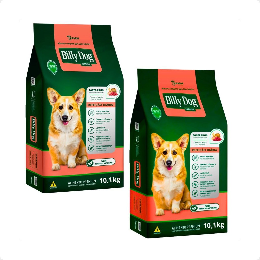 Ra??o Billy Dog Castrados 10,1kg Refei??o Di?ria 1 Ração Billy Dog Castrados 10,1kg Refeição Diária