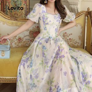 Vestido Floral de Verão Linha A - Poliéster