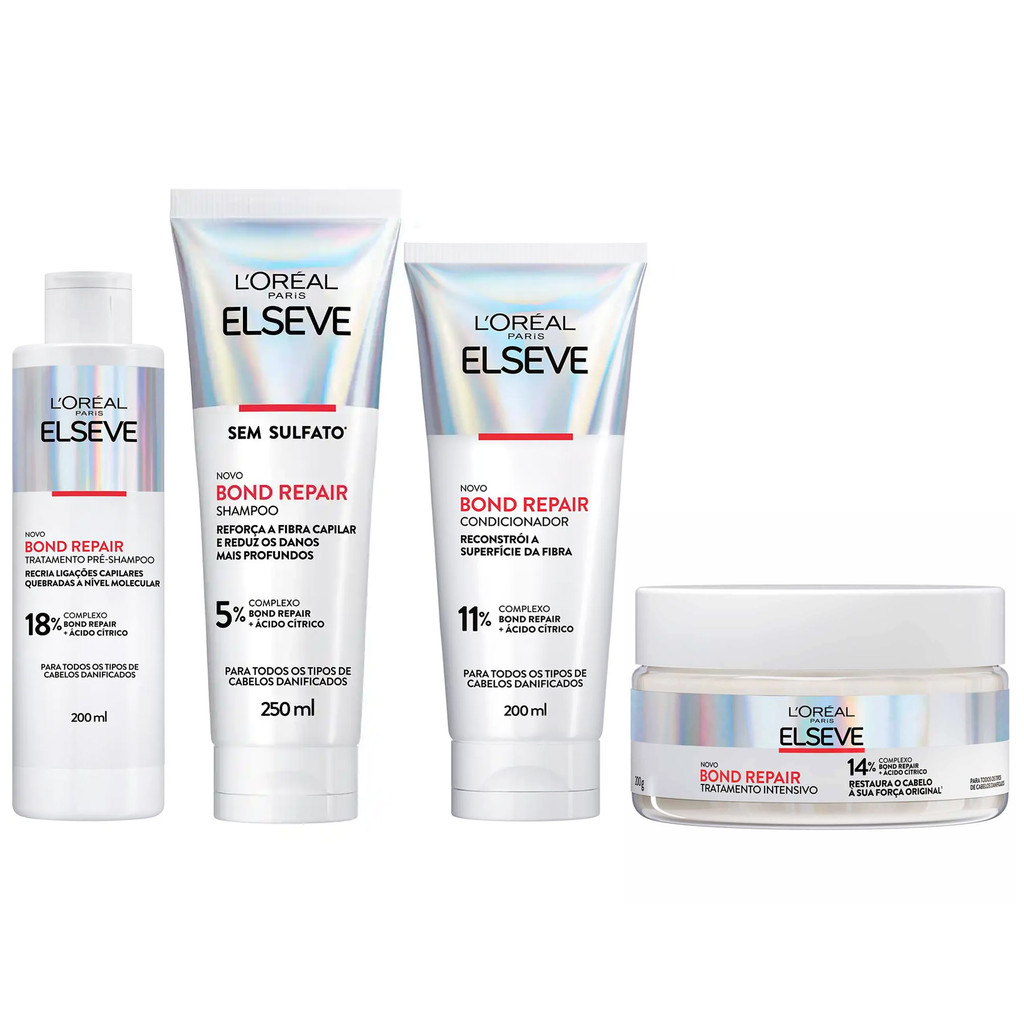 Kit Elseve Bond Repair - 4 Itens 1 KIT ELSEVE BOND REPAIR PRÉ SH + SH + COND + MÁSC - 4 ITENS
