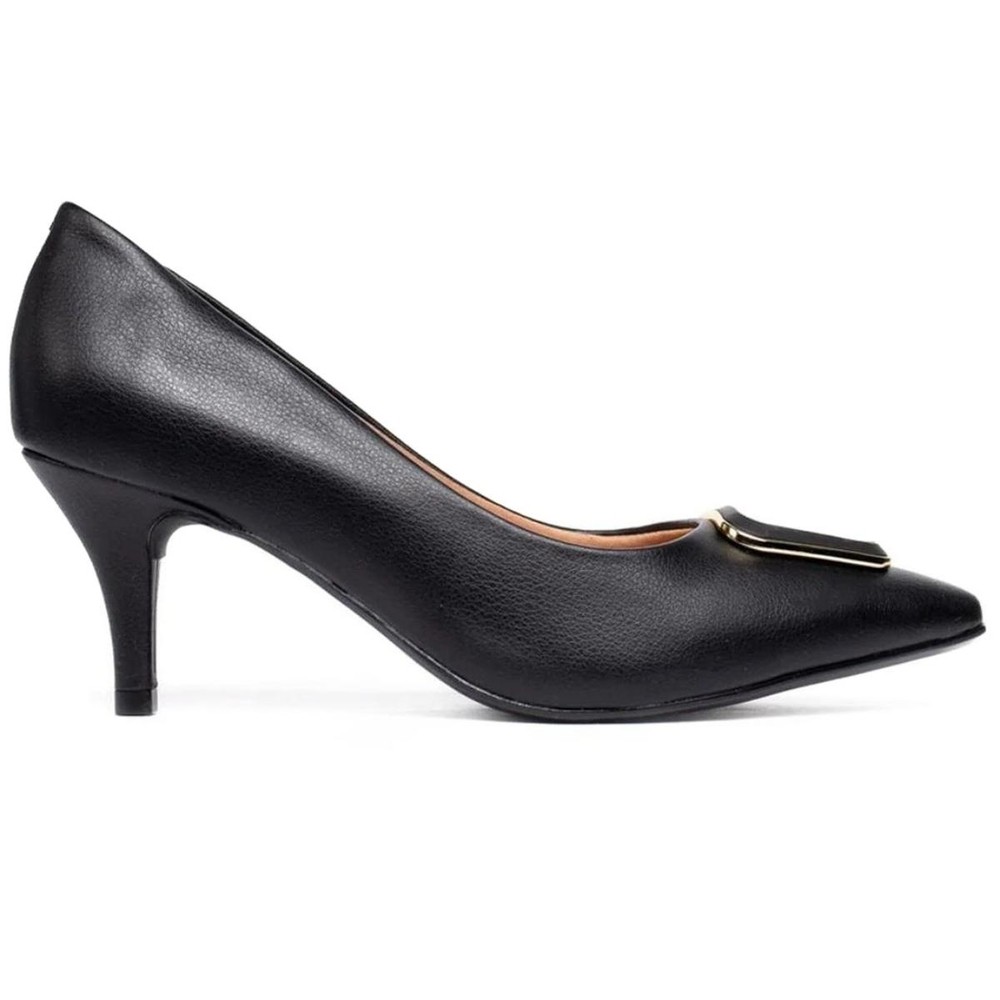 Scarpin Vizzano Napa Preto Salto M?dio 1 Scarpin Vizzano Detalhe Salto Médio Feminino - Preto