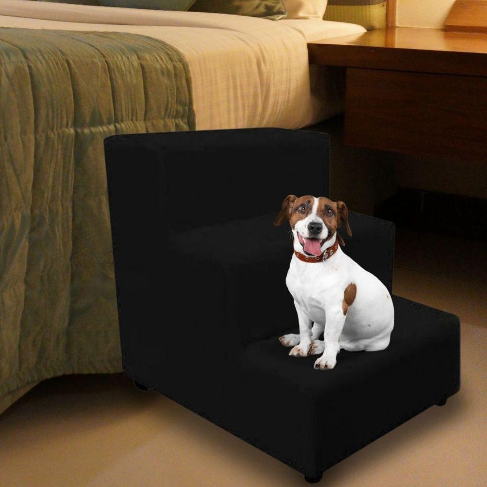 Escadinha Pet Cachorro 3 Degraus Suede 1 Escada Escadinha Pet Cachorro 3 Degraus Rampa Suede Premium Preto