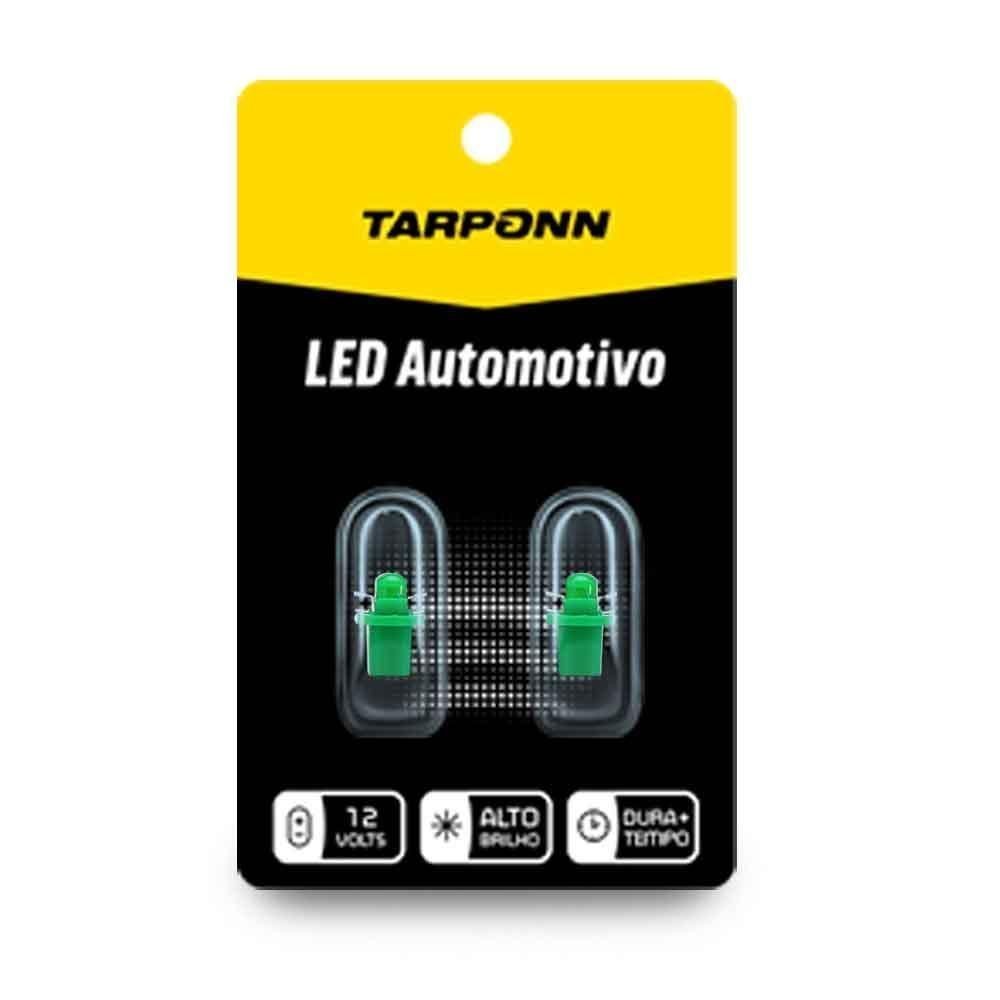 L?mpada LED Pinguinho B8.5D-T5 12V Verde Tarponn - Painel Carro 1 Par Lâmpada Led Pinguinho Soquete B8 5d T5 12v Verde Tarponn