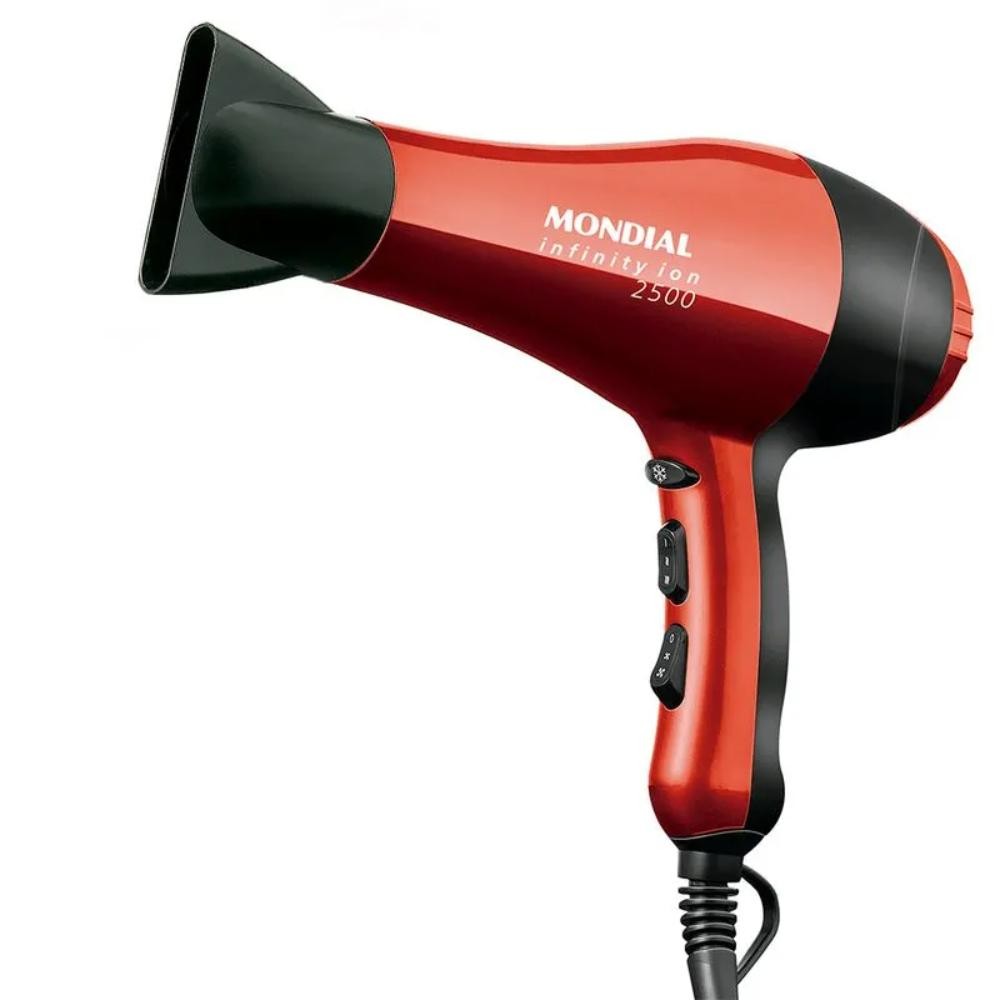 Secador Mondial Infinity 2500 ?on Vermelho 1 Secador de Cabelo Mondial Infinity 2500 Íon Vermelho/Preto 1900W 220V - SC-12