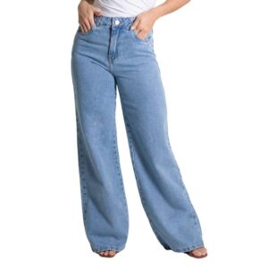 Calça Jeans Wide Leg Alta Cintura Azul Claro