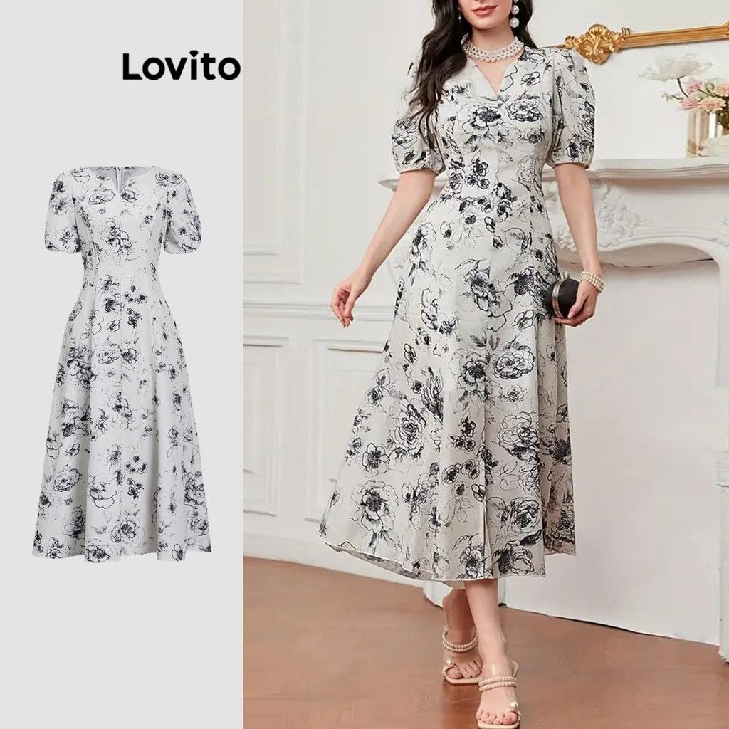 Vestido Elegante Floral Plus Size Poli?ster 1 Vestido Elegante Floral Plus Size Poliéster