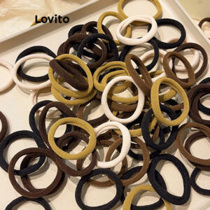 Lovito Casual Elástico de Cabelo Feminino Liso Sem Costura Pacote com 100 Cor Nude LFA08528