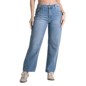 Calça Jeans Feminina Barrel Modelagem Alta