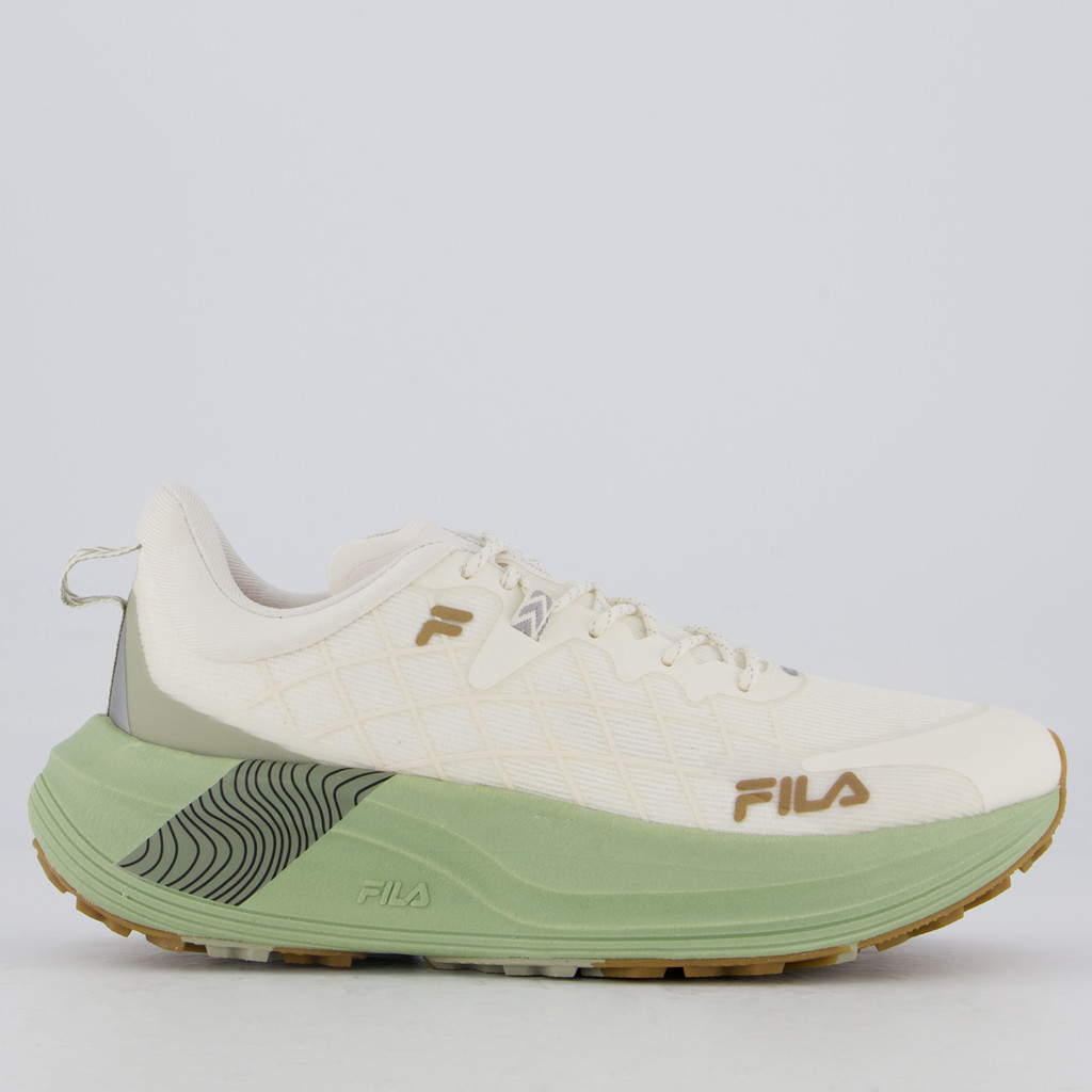 T?nis Fila Racer Skytrail Feminino Bege/Verde 1 Tênis Fila Racer Skytrail Feminino Bege/Verde