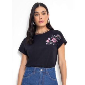 Blusa Feminina Malha Algodão Preta