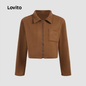 Jaqueta Casual Feminina Liso Bolso Zíper