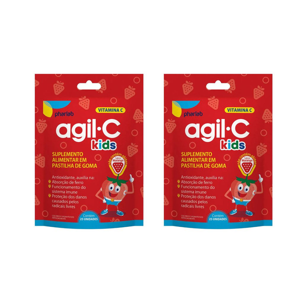 Agil C Kids Morango - 25 Gomas Vitamina C 1 Agil C Kids Morango - 25 Gomas Vitamina C