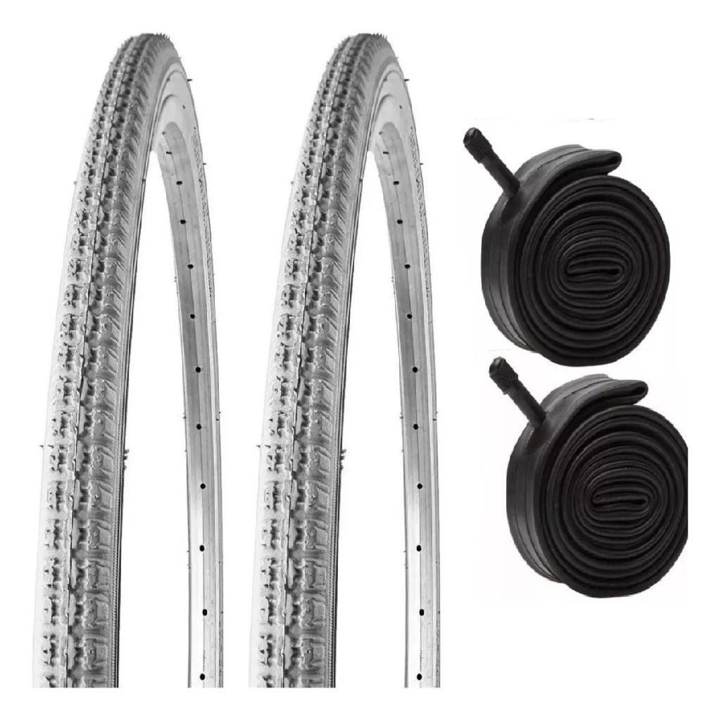 Pneus Cadeira Rodas Aro 24 + Camaras Vee 1 Par Pneus Cadeira De Rodas Aro 24x1.3/8 + Camaras Vee Rubber Cor Cinza