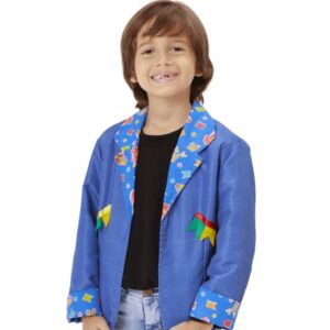 Paletó Caipira Infantil Junino Azul Noivinho
