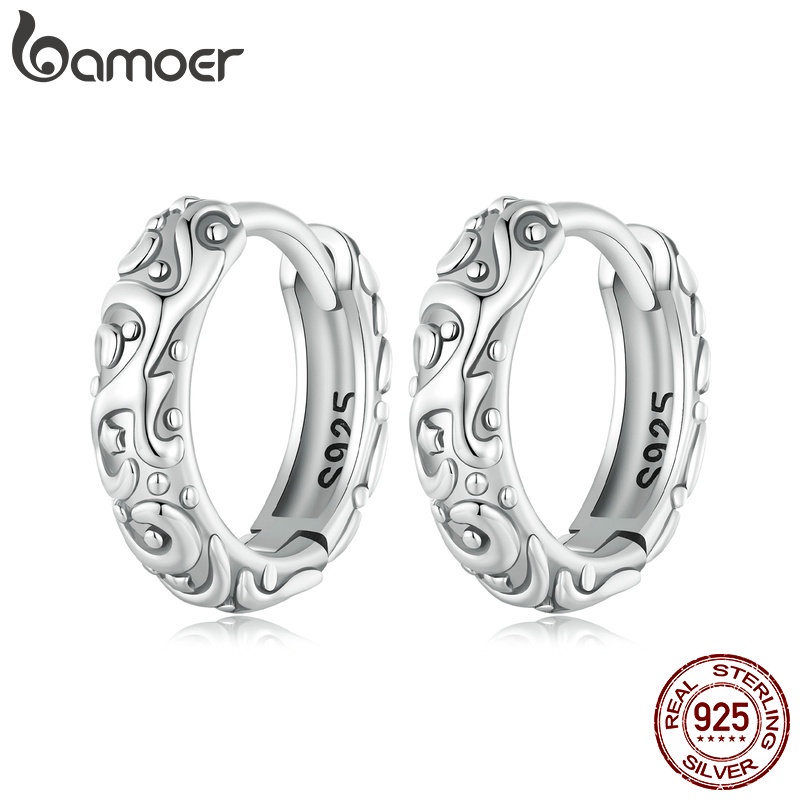Brincos Prata 925 Vintage Clip - Bamoer 1 Brincos Prata 925 Vintage Clip - Bamoer