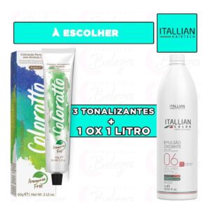 Itallian 3 Tonalizantes Coloratto + 1 Emulsão 1 Litro
