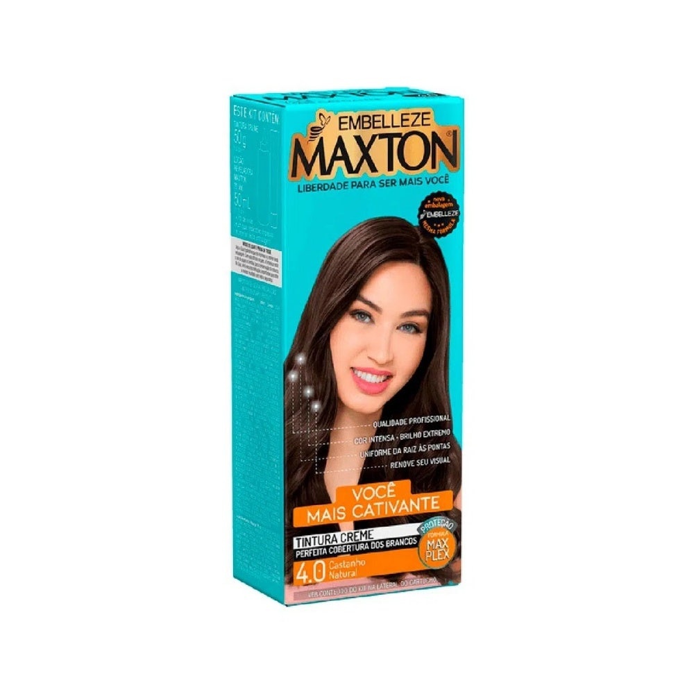 Tintura de Cabelo Maxton Castanho Natural 1 Tintura Maxton Prático 4.0 Castanho Natural