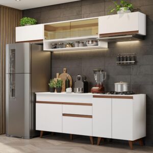 Armário Cozinha Completo 260cm Branco Reims Madesa