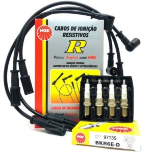 Jogo Cabos Ngk + Jogo Velas Fiat Palio 1.0 8v Fire 2010