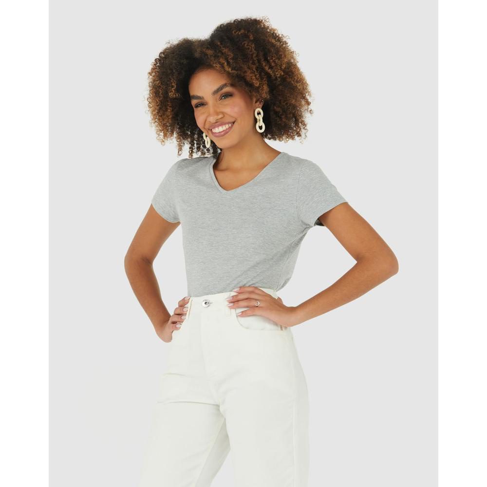 Blusa Feminina Decote V Algod?o 1 Blusa Feminina Decote V Algodão
