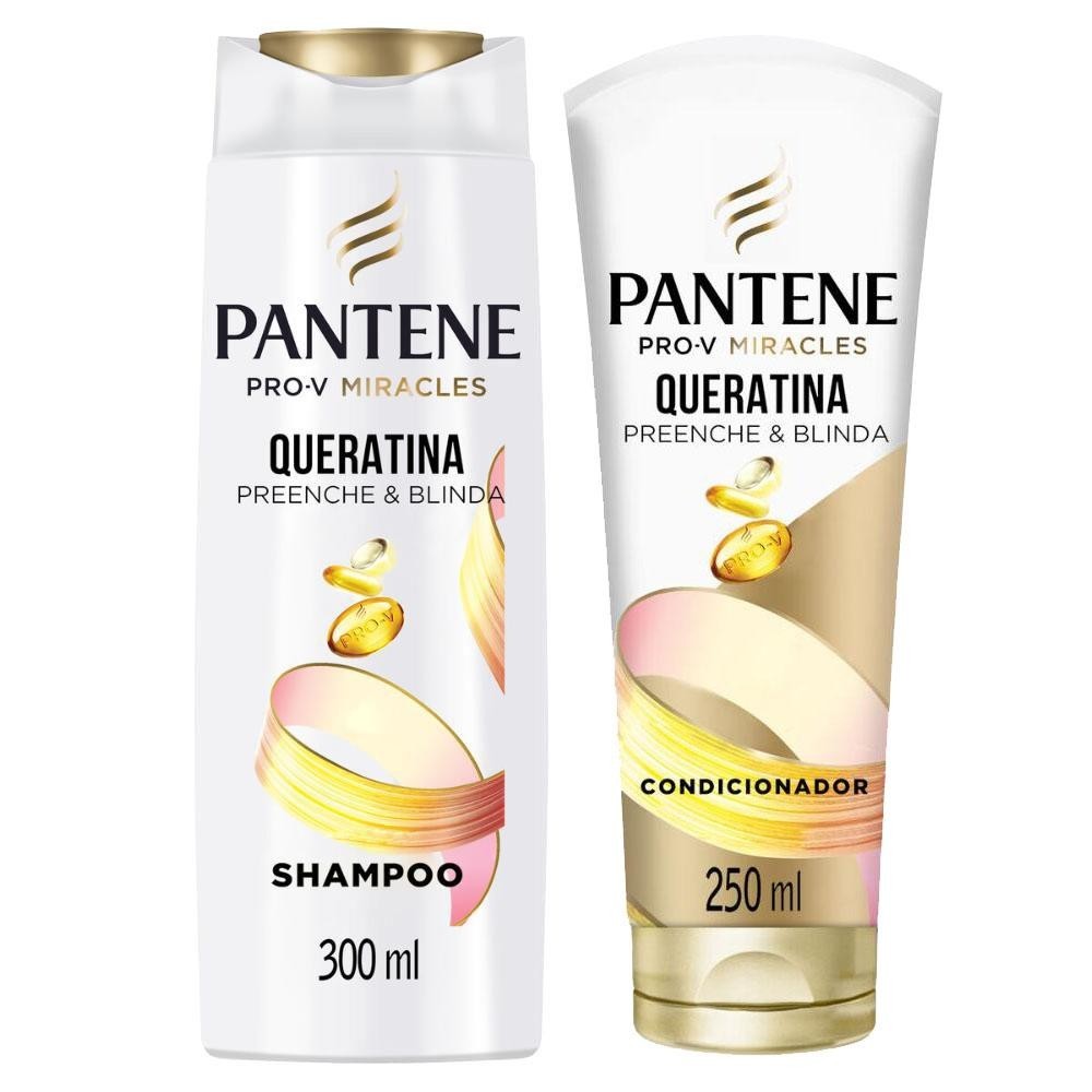 Kit Pantene Queratina 300ml + 250ml 1 Kit Shampoo Pantene Queratina 300ml + Condicionador Queratina 250ml