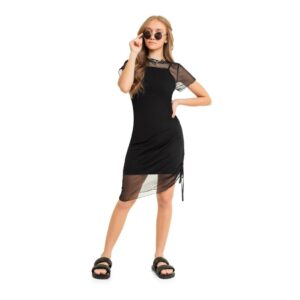 Vestido Juvenil Sobreposição Tule Infantil