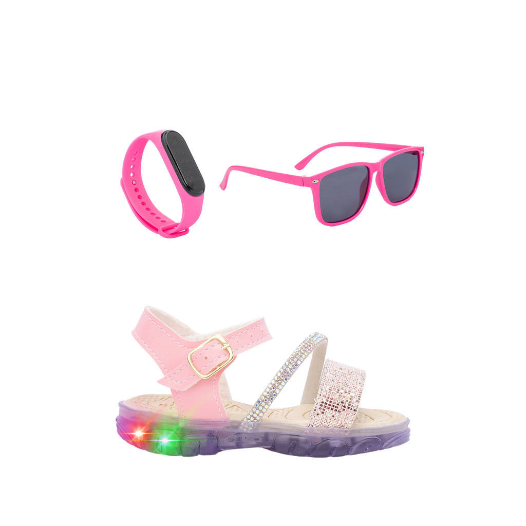 Combo Infantil Sand?lia LED Oculos Rel?gio 1 Combo Infantil Sandália LED Oculos Relógio