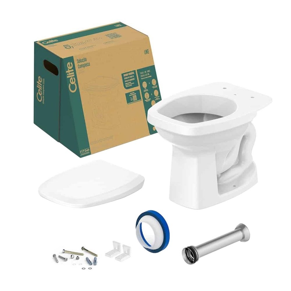 Vaso Sanitário Celite Like Branco + Acessórios 1 Kit Vaso Sanitário Celite Convencional Like Branco + Acessórios de Fixação Assento PP