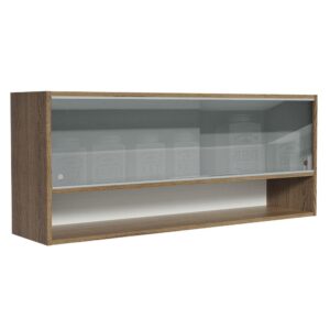 Armário Aéreo 120cm 2 Portas Correr Vidro Neutral 1 Nicho Rustic Cozinhas Glamy, Lux e Reims Madesa
