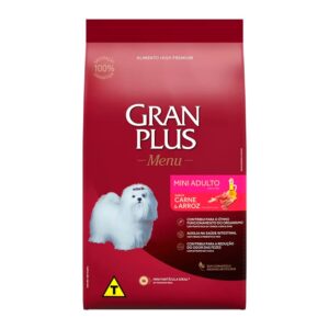 Ração GranPlus Menu Para Cães Adultos Porte Mini Sabor Carne e Arroz 1kg